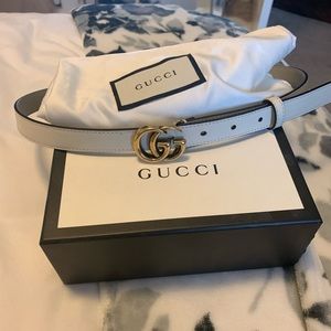 White Gucci marking belt